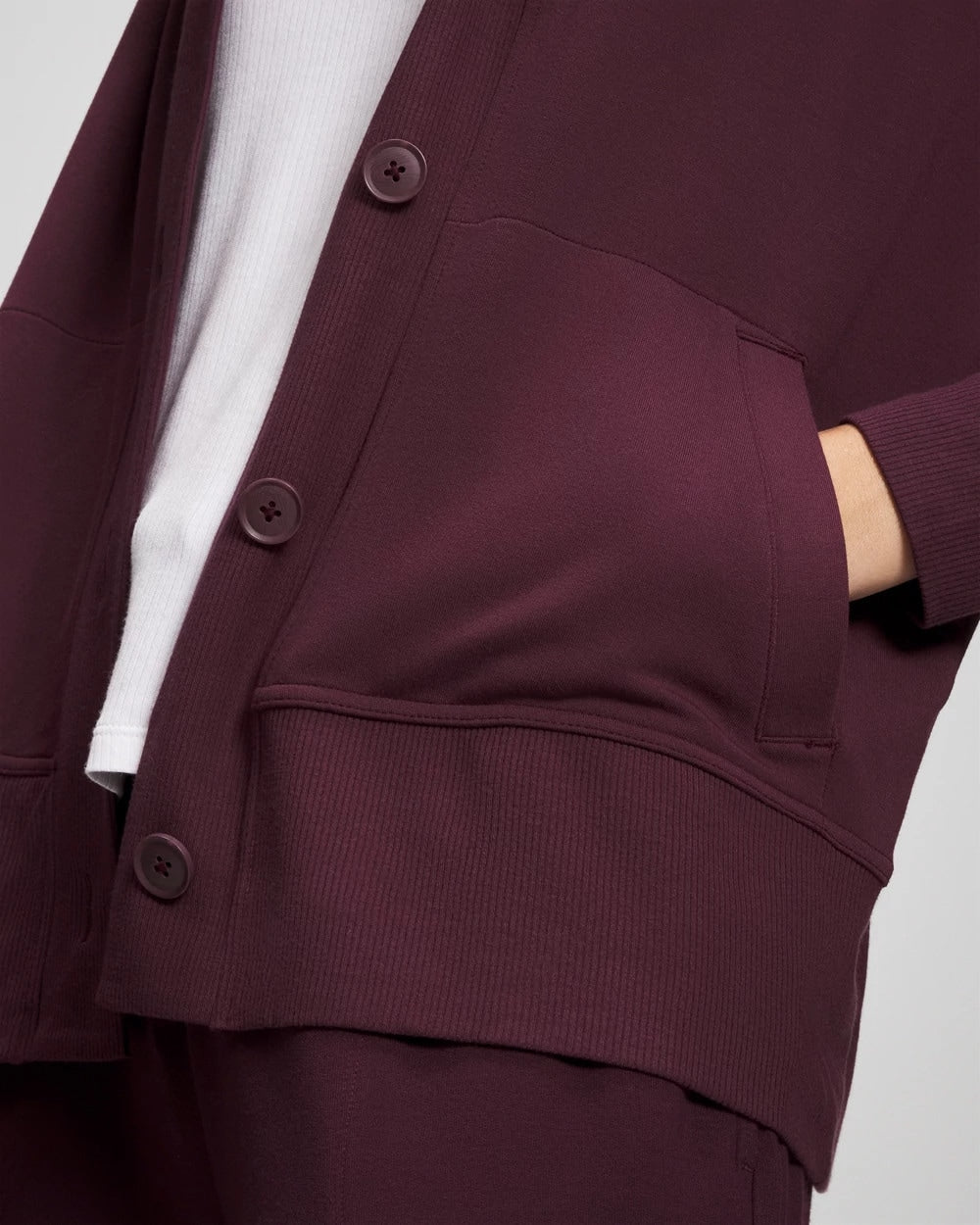 MERLOT Ultrasoft Fleece Relaxed Button Up Cardigan