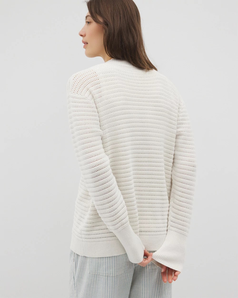 SALT MIST Cotton Open Stitch Cardigan