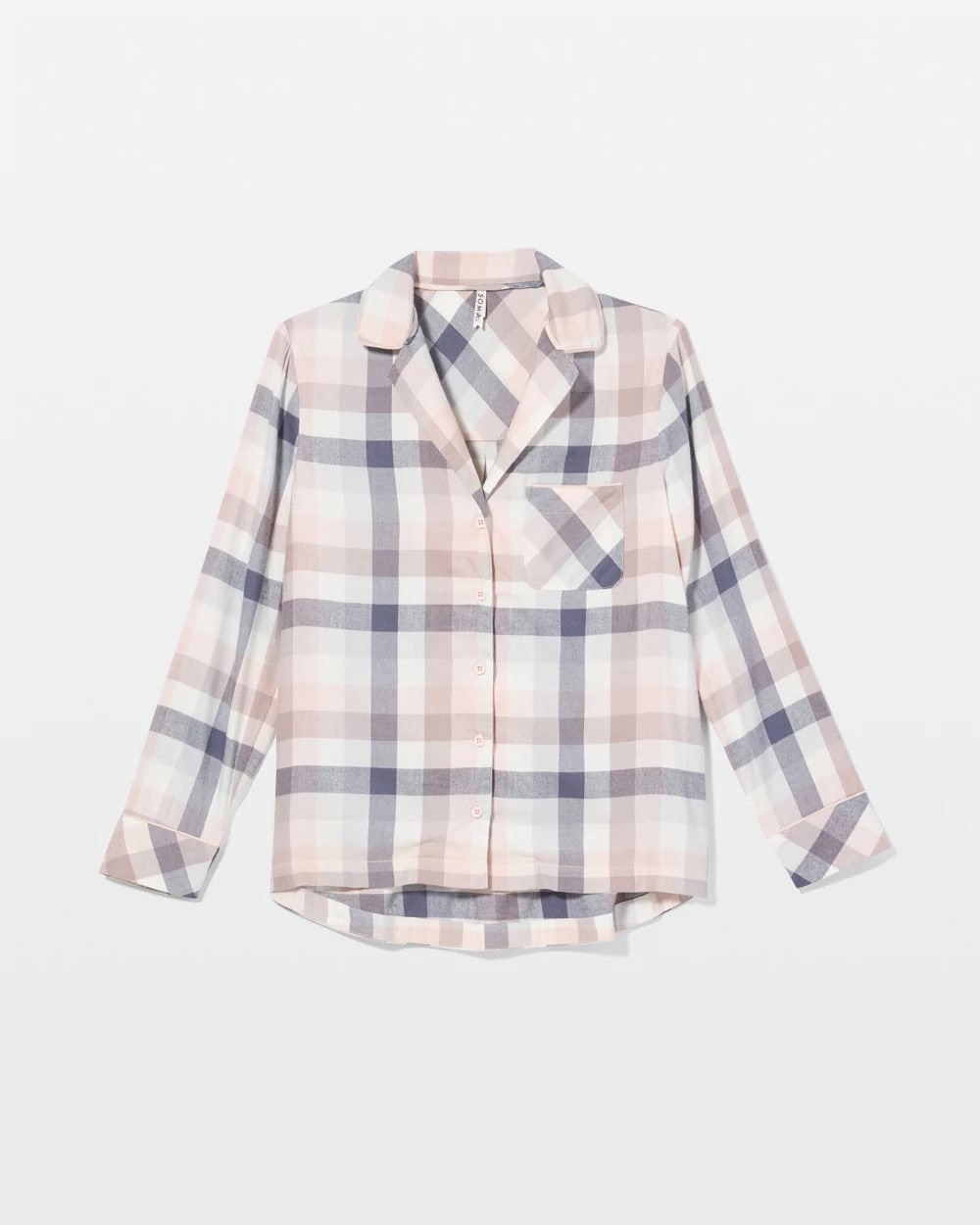 DREAMIEST PLAID GRAY Super Soft Long-Sleeve Notch Collar Pajama Top