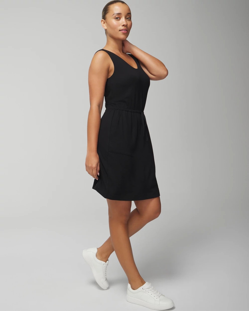 BLACK V-Neck Sneaker Dress