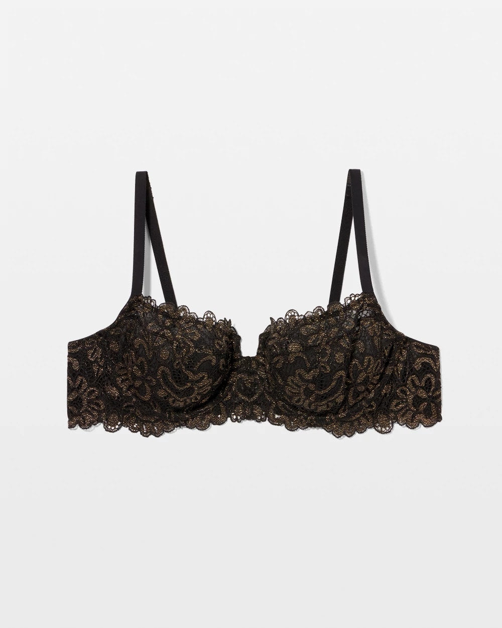 BLACK W/ GOLD FILL Soma Unlined Lace Balconette Bra