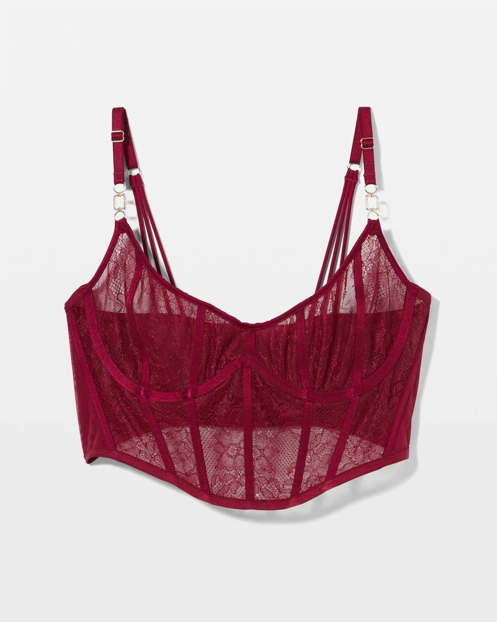 RED VELVET Sheer Glam Long Line Scoop Bralette