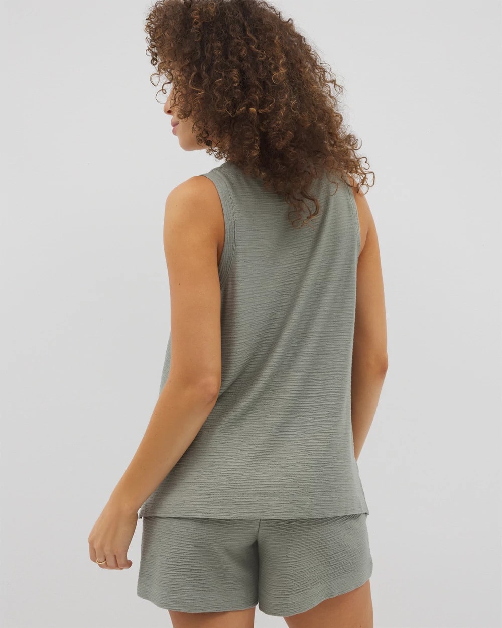 RESTORATION GREEN Crinkle Knit Tank Top