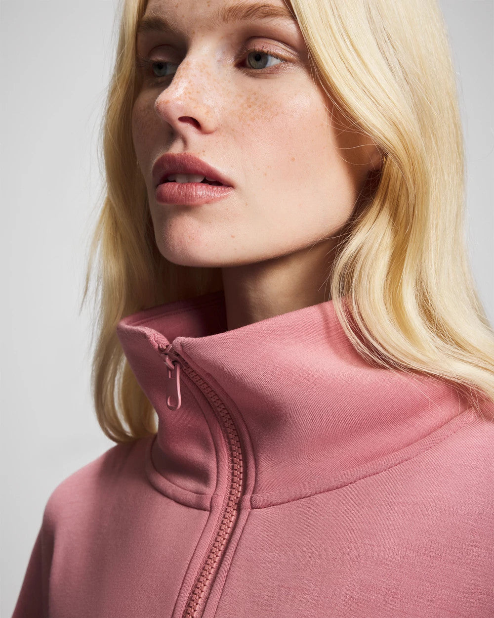 CINDER ROSE Modern Modal Quarter Zip Sweatshirt