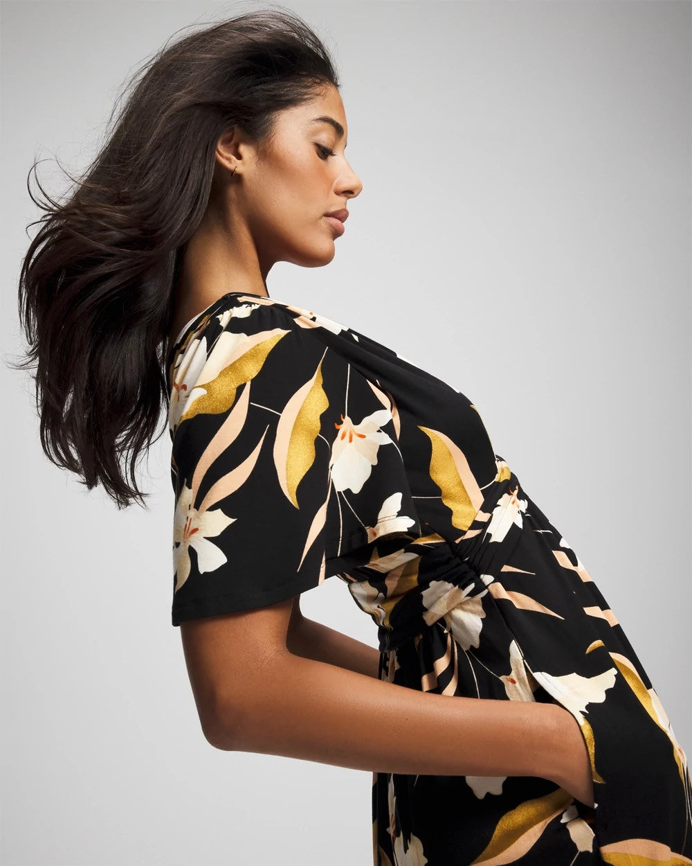 MYSTIC BLOOMS DRAMA BLACK Pamilla Midi Bra Dress