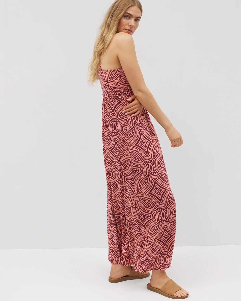 GOA GEO GRAND VELVET PLUM Isla Cross Back Maxi Bra Dress