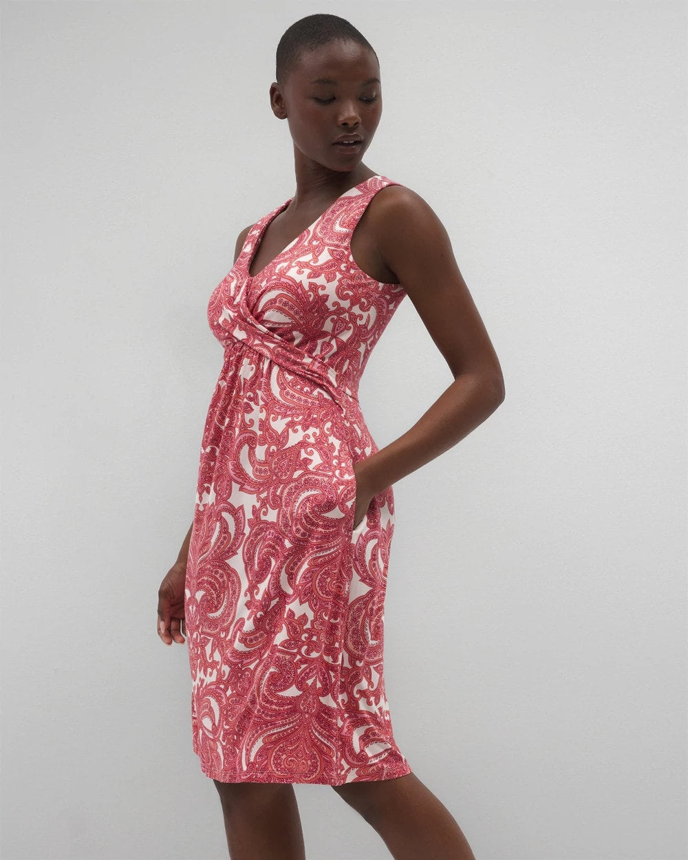 SHOW OFF PAISLEY PEACH V-Neck Short Bra Dress