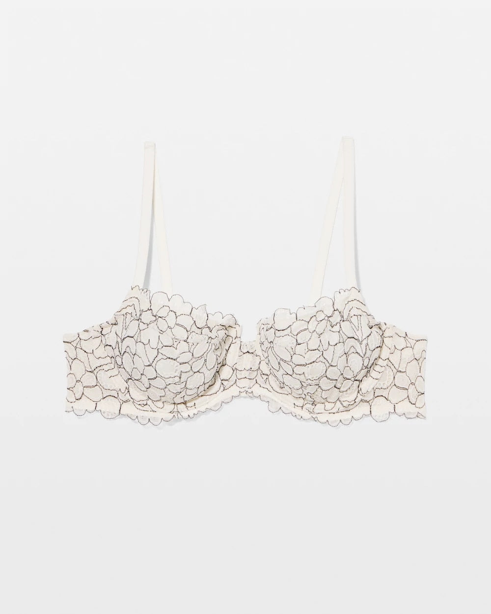 IVORY/BLACK CD Soma Balconette Unlined Bra with Lace