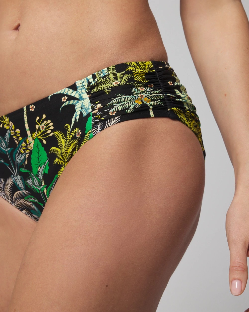 OASIS PALMS BLACK Ruched Bikini Bottoms