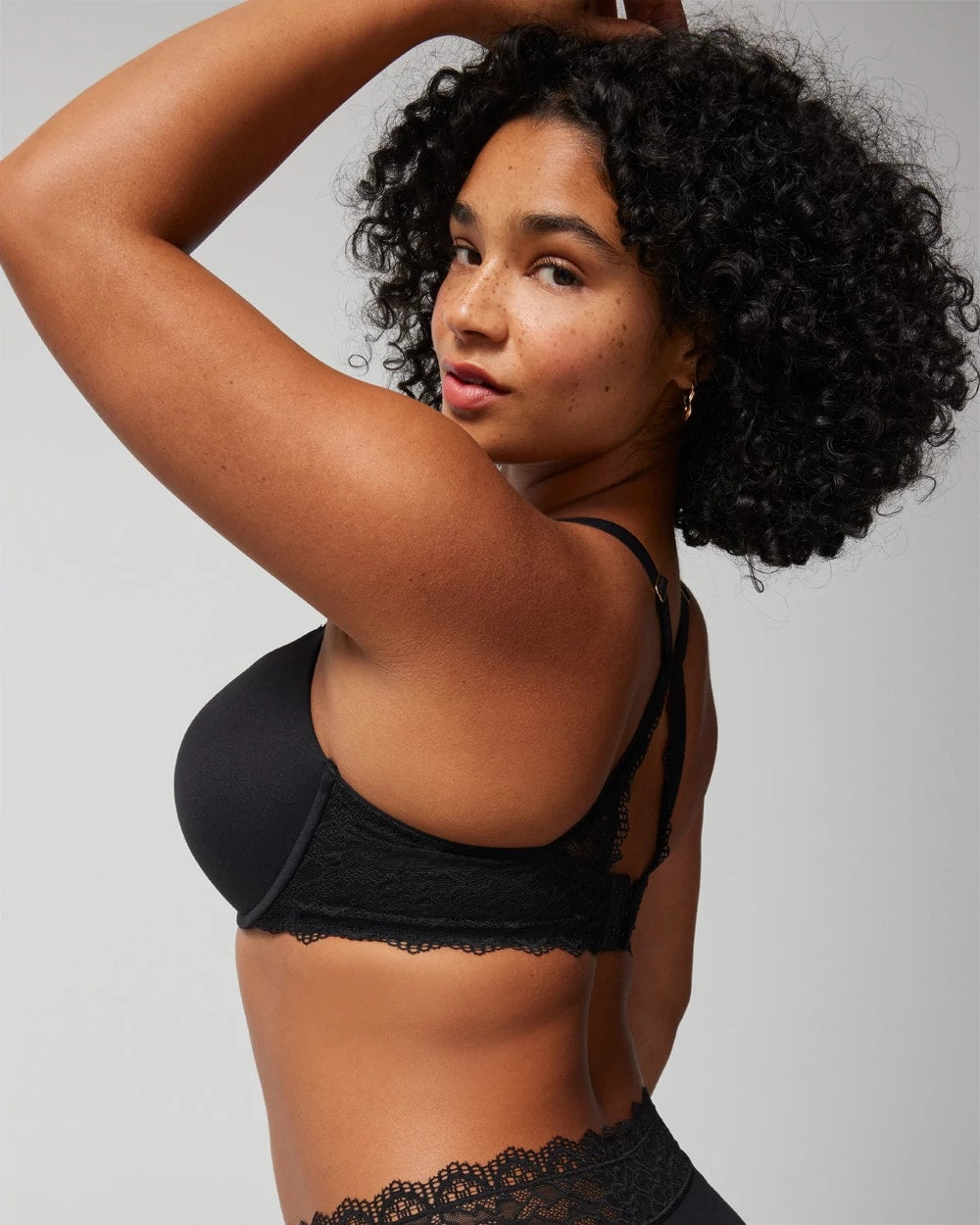 BLACK Push-Up Plunge Bra with Lace