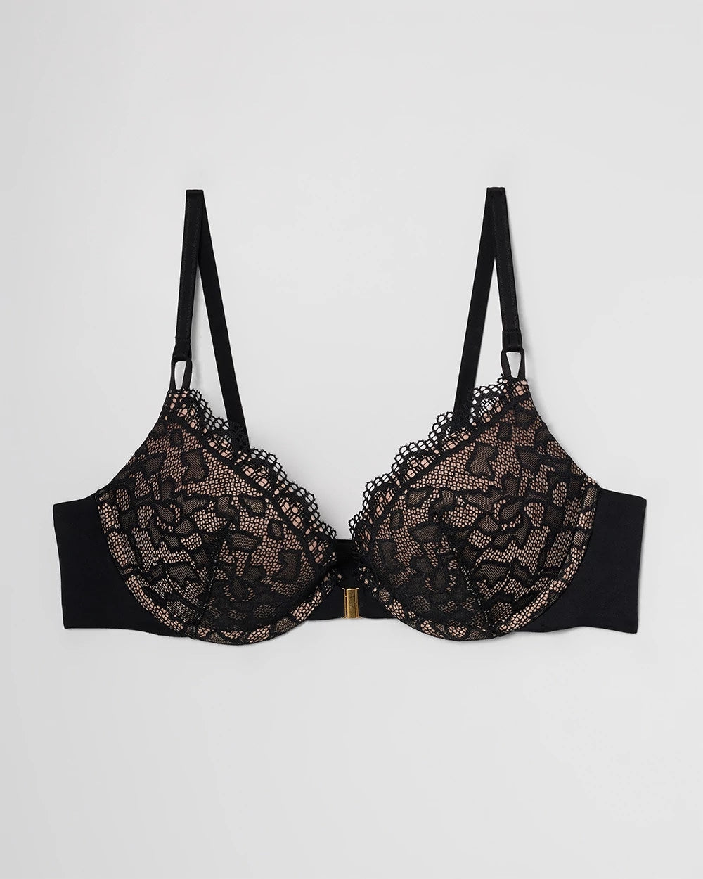 BLACK Push-Up Front-Close Bra with Lace