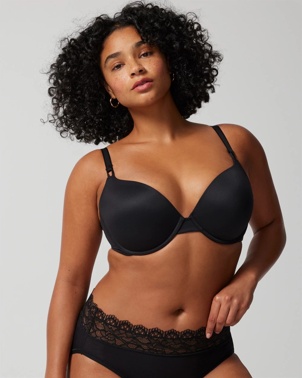 BLACK Push-Up Plunge Bra