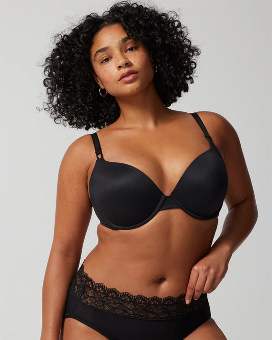 BLACK Push-Up Plunge Bra
