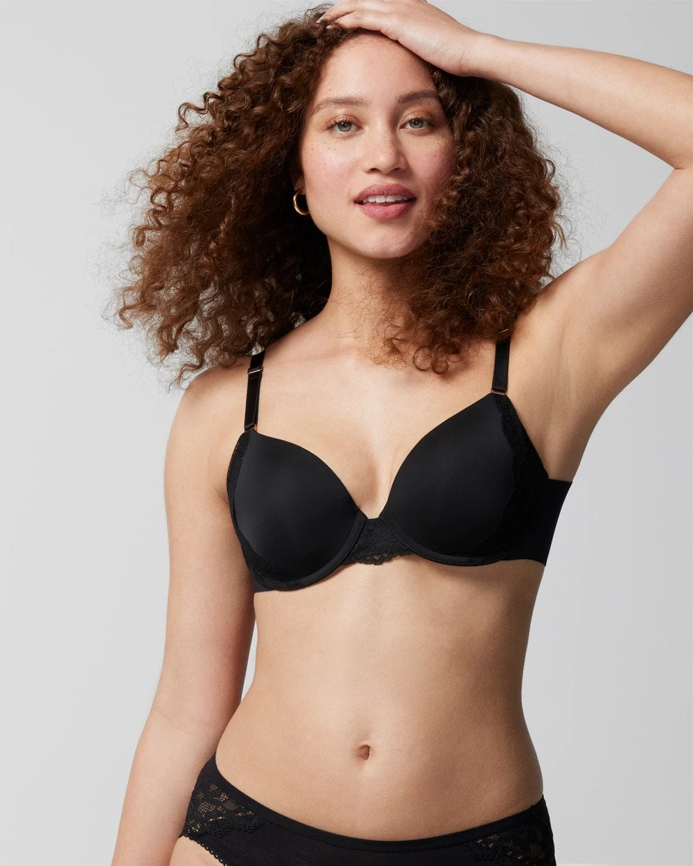 BLACK Perfect Coverage Bra with Lace Trim