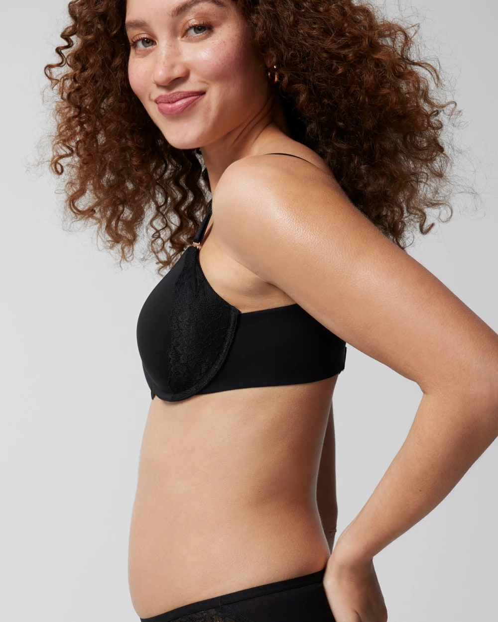 BLACK Perfect Coverage Bra with Lace Trim