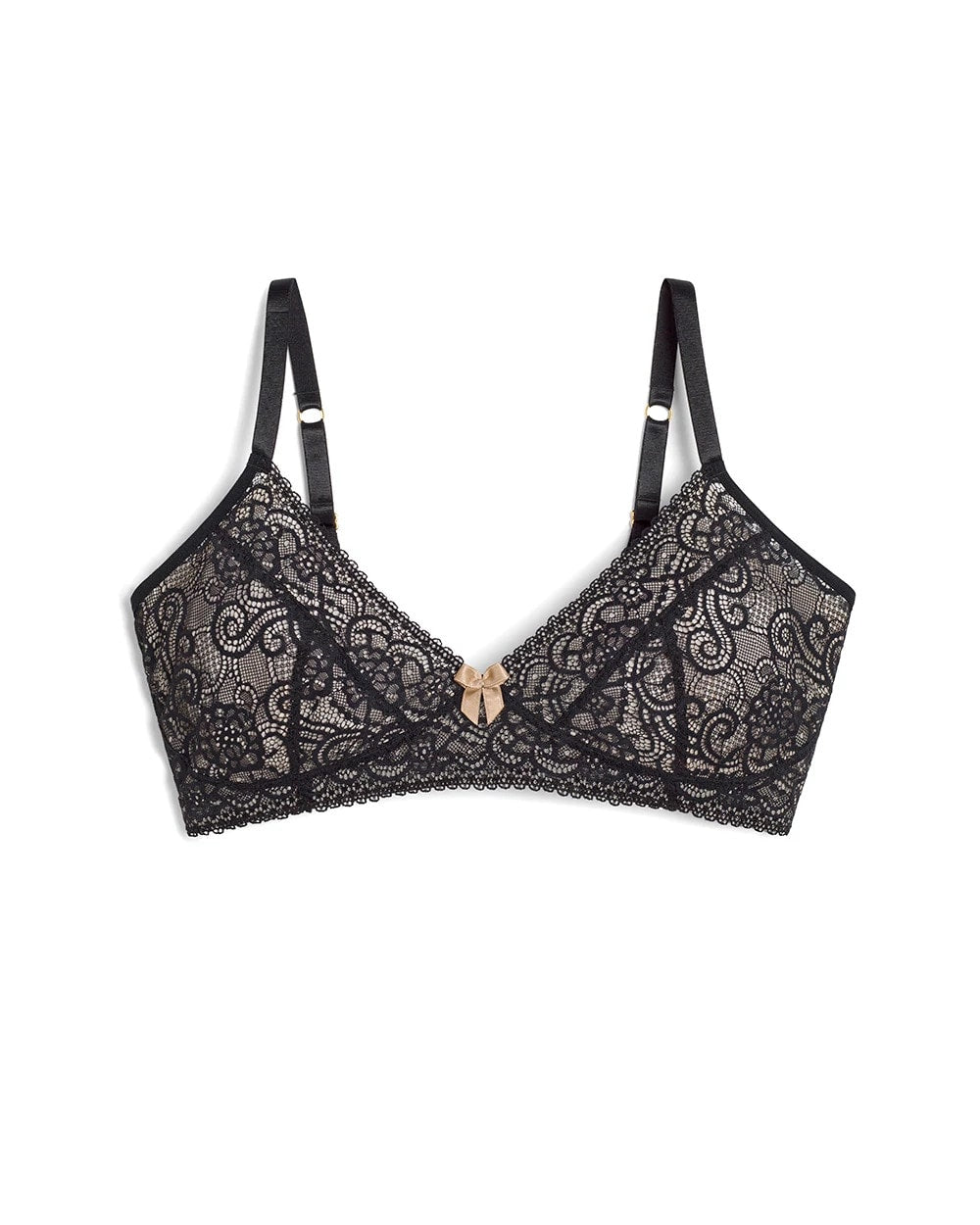 BLACK Wireless Pocketed Lace Bra