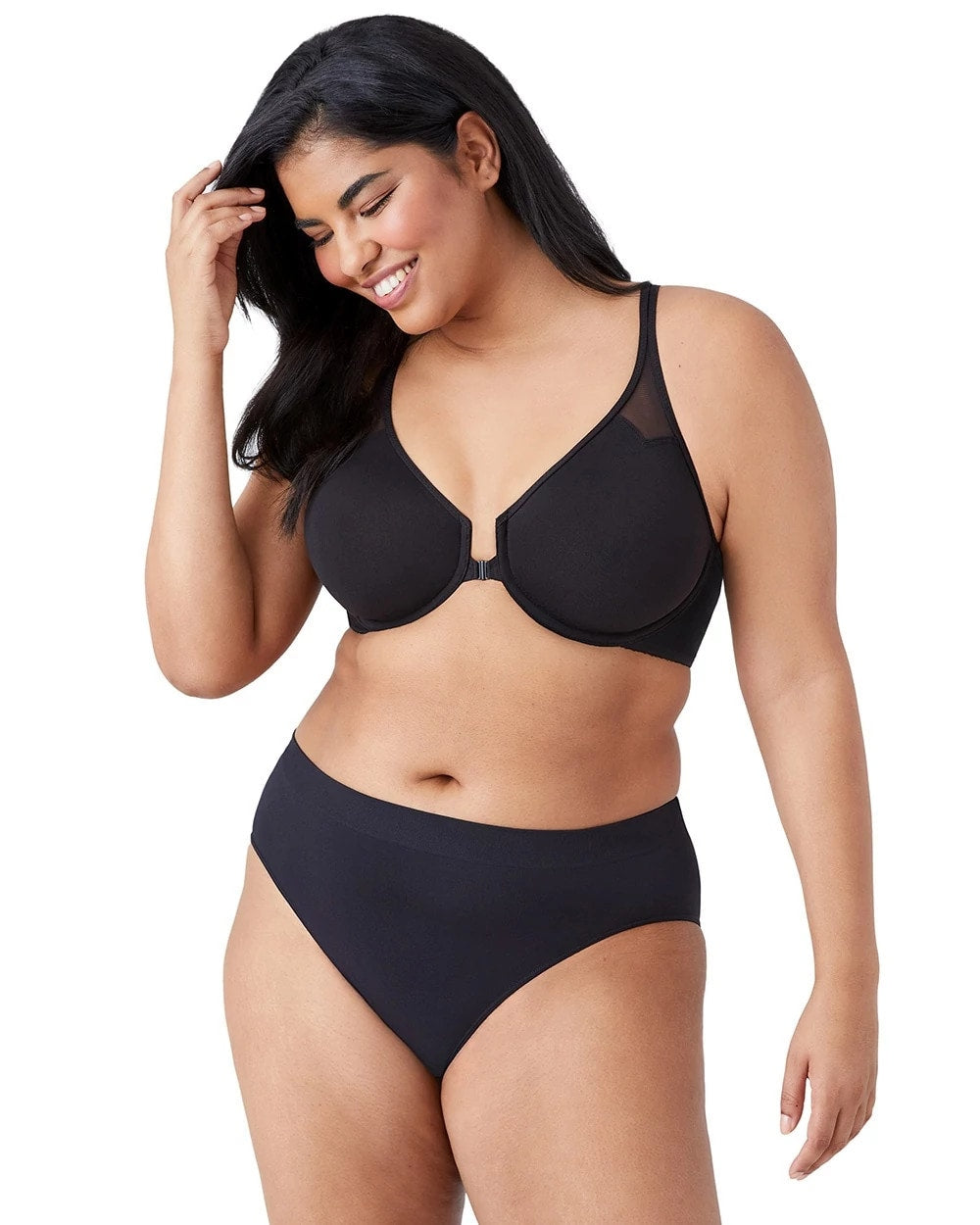 BLACK T-Back Front Close Underwire Bra