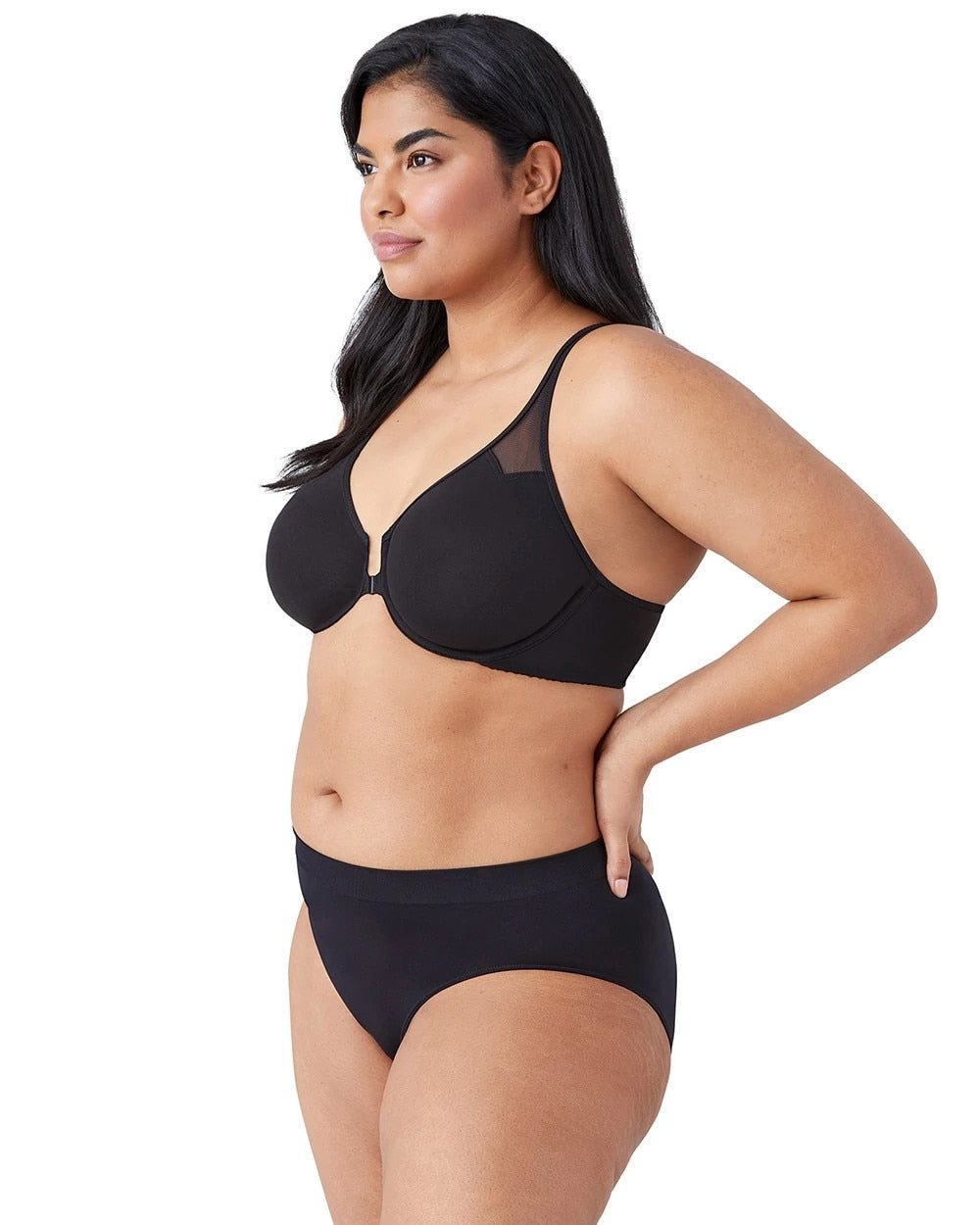 BLACK T-Back Front Close Underwire Bra