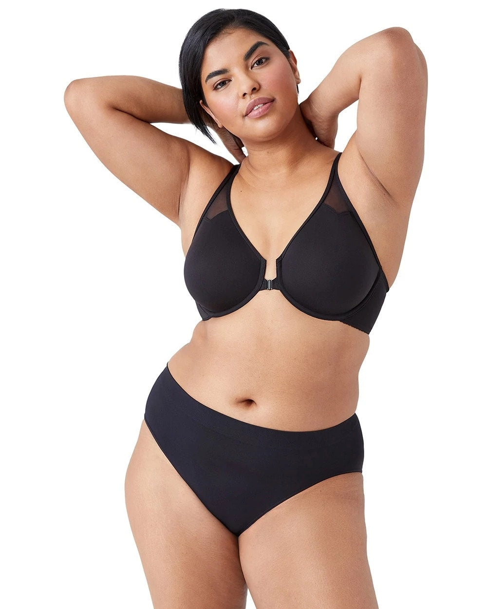 BLACK T-Back Front Close Underwire Bra
