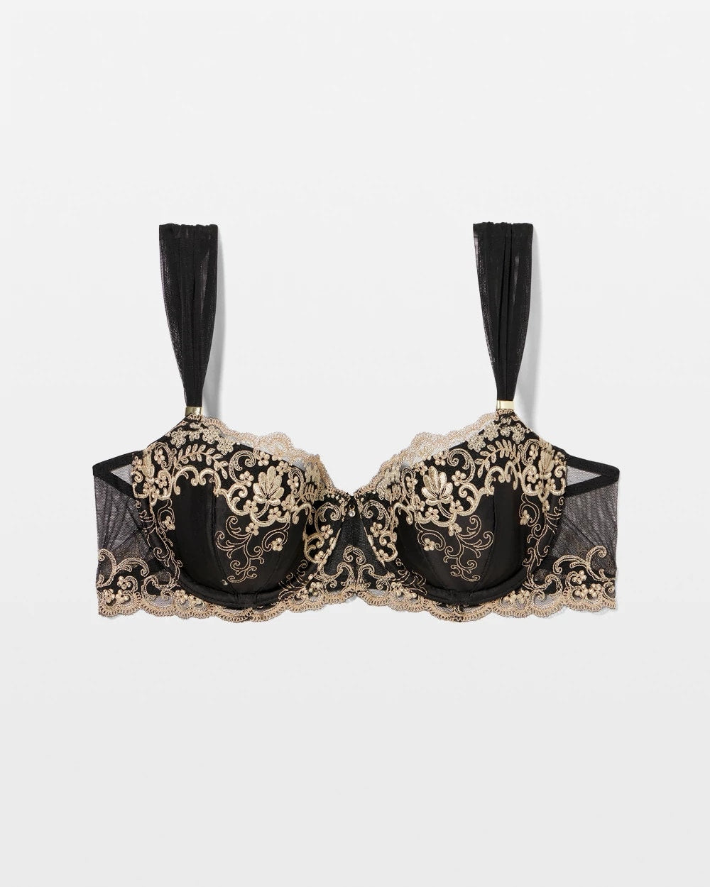 BLACK Venice Lace Embroidered Balconette Bra