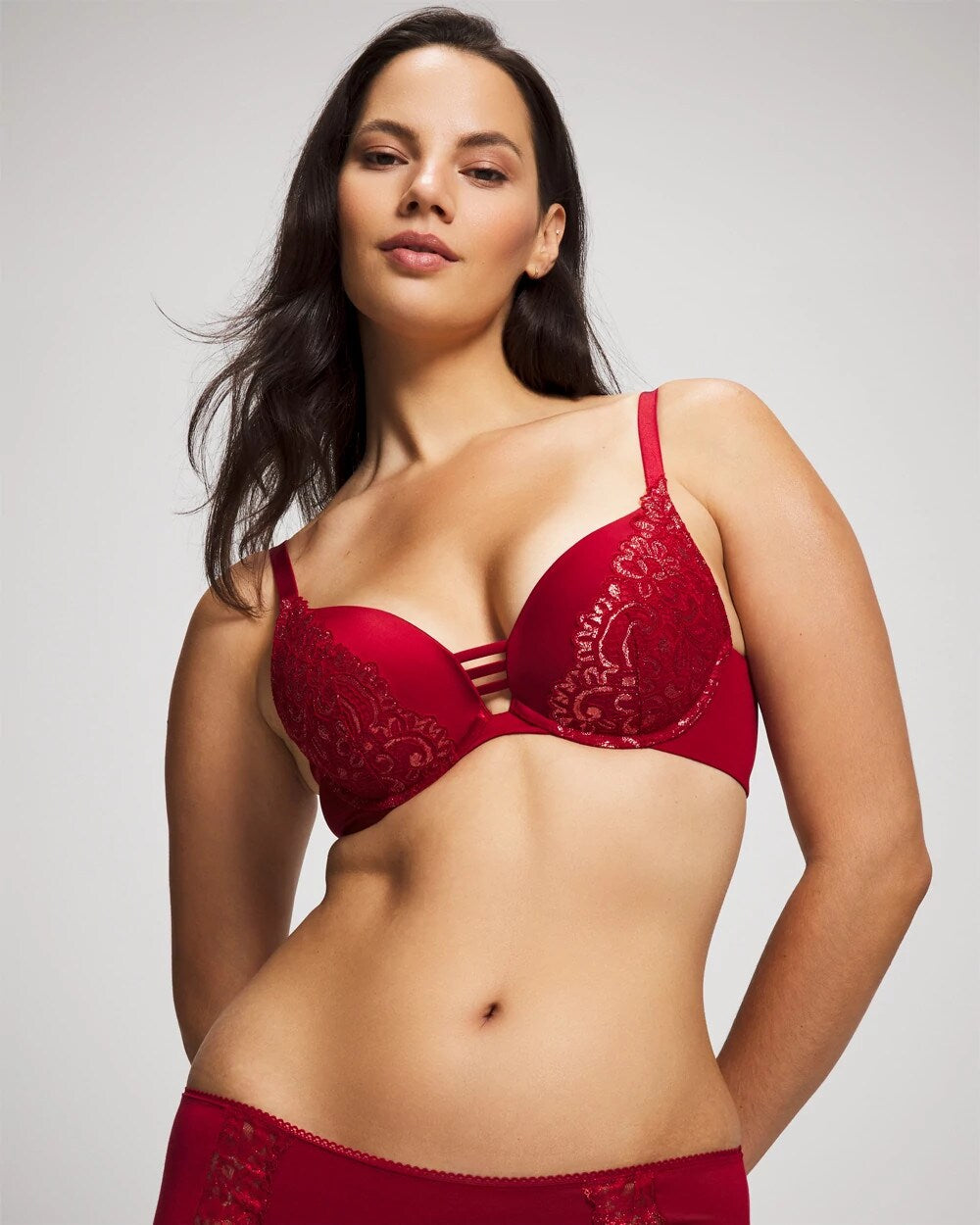 PAINT THE TOWN RED LUREX Push-up Plunge Bra with Lace