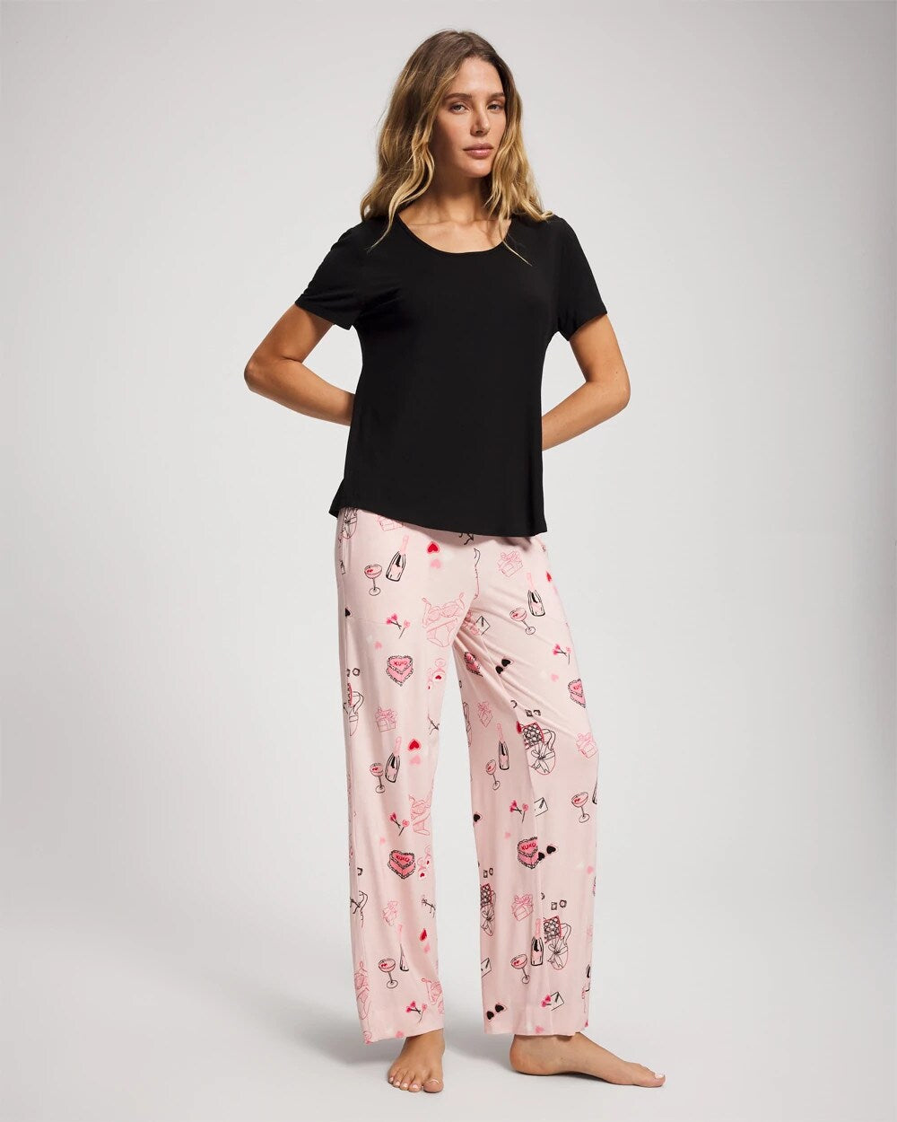 BE MINE PRETTY PINK Short Sleeve + Pant Pajama Set