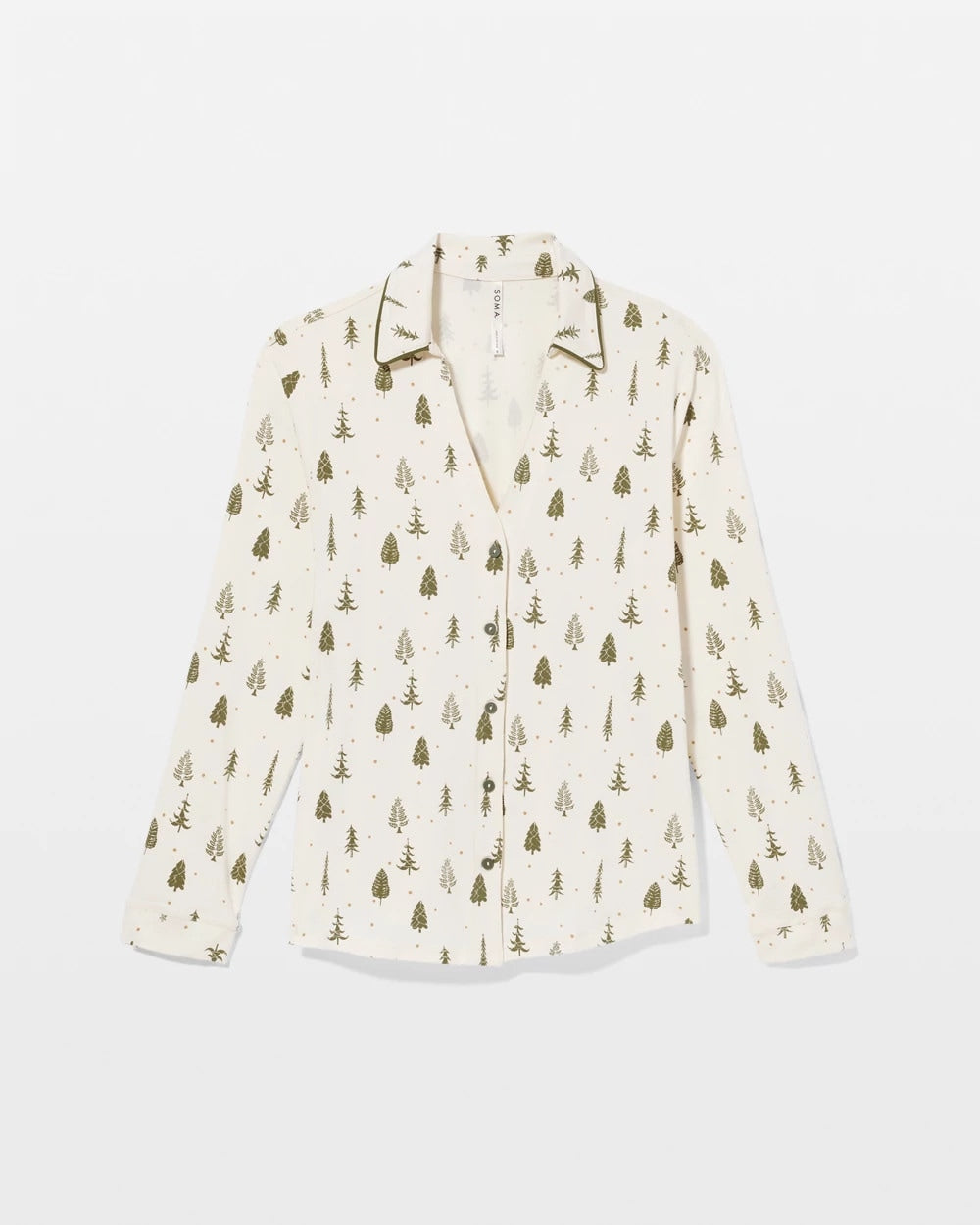FESTIVE FIRS CHAMP DREAMS Long-Sleeve Notch Collar Pajama Top