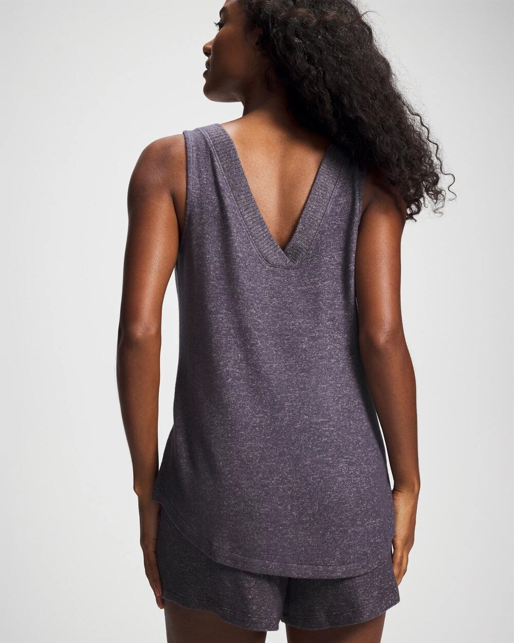GRAY INK/PEARLED IVORY V-Neck Pajama Tank
