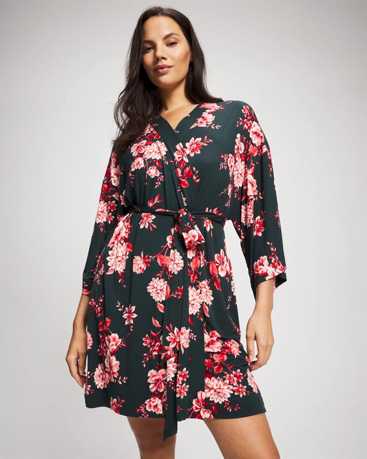 COTTAGE FLORAL GREEN Short Robe