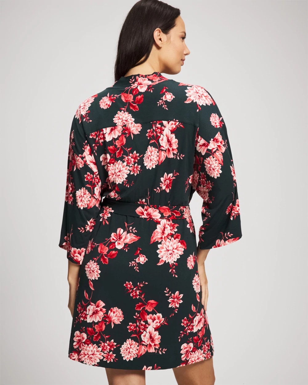 COTTAGE FLORAL GREEN Short Robe