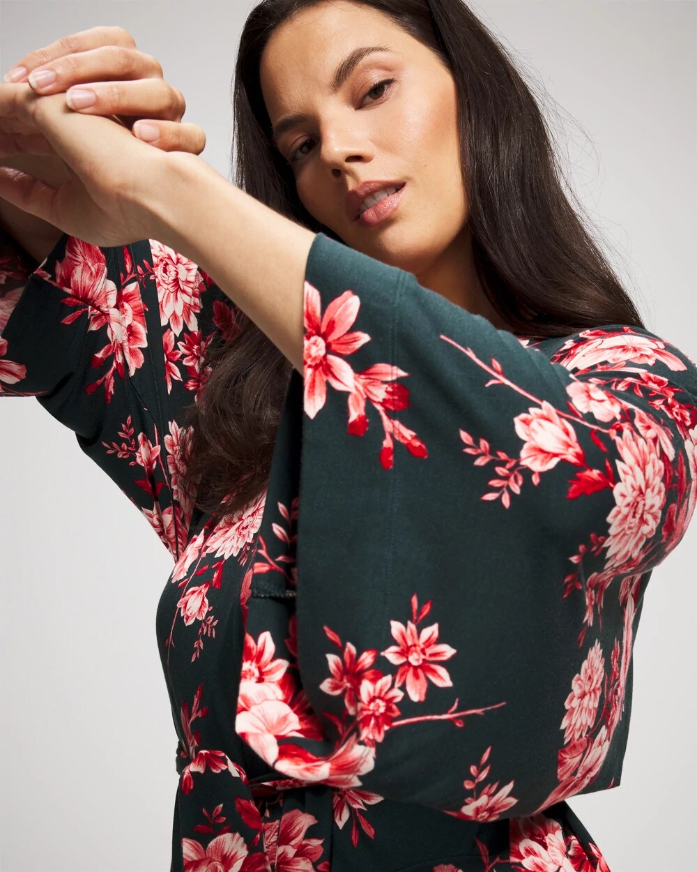 COTTAGE FLORAL GREEN Short Robe