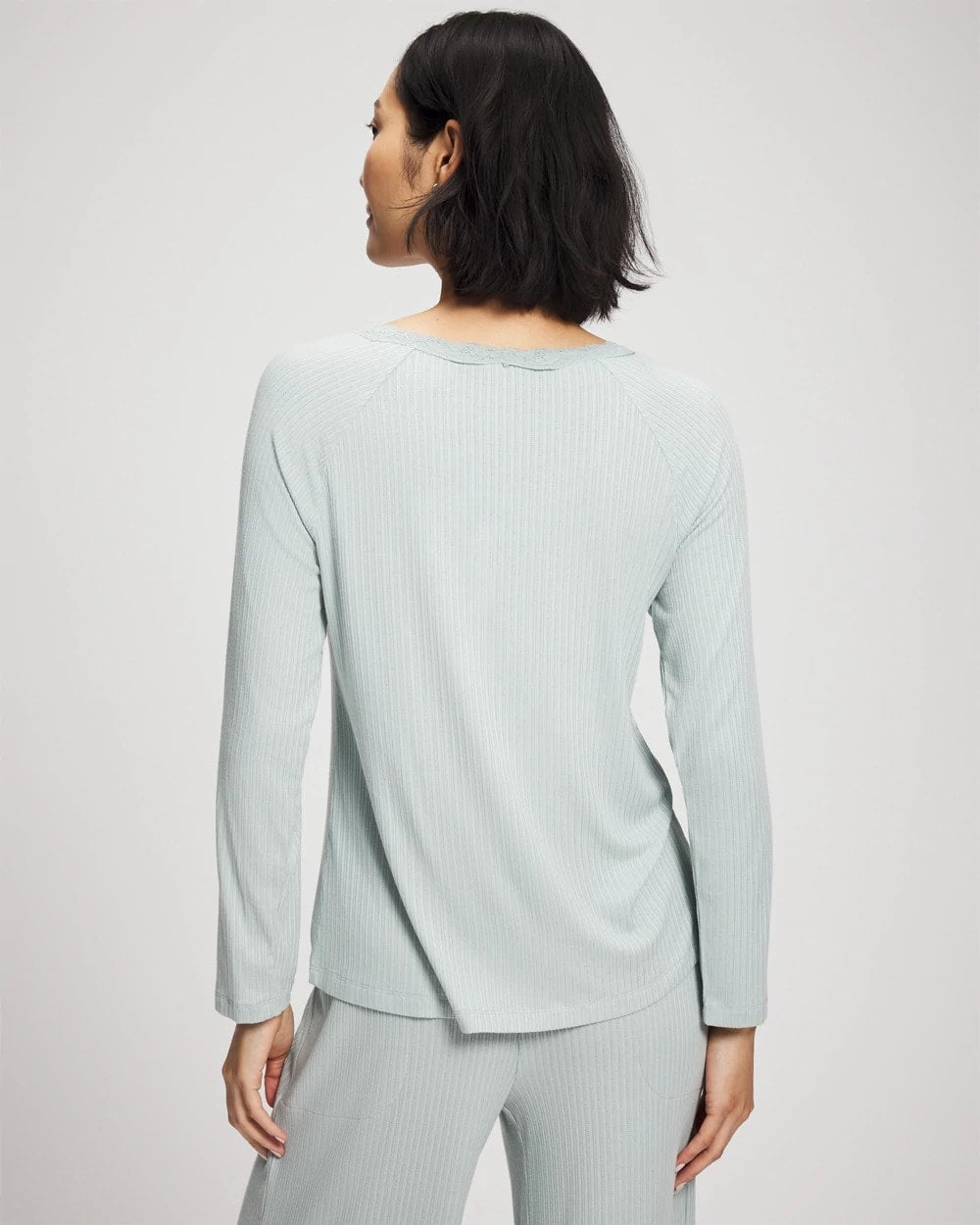 GREEN MIST Pointelle Long Sleeve Pajama Top