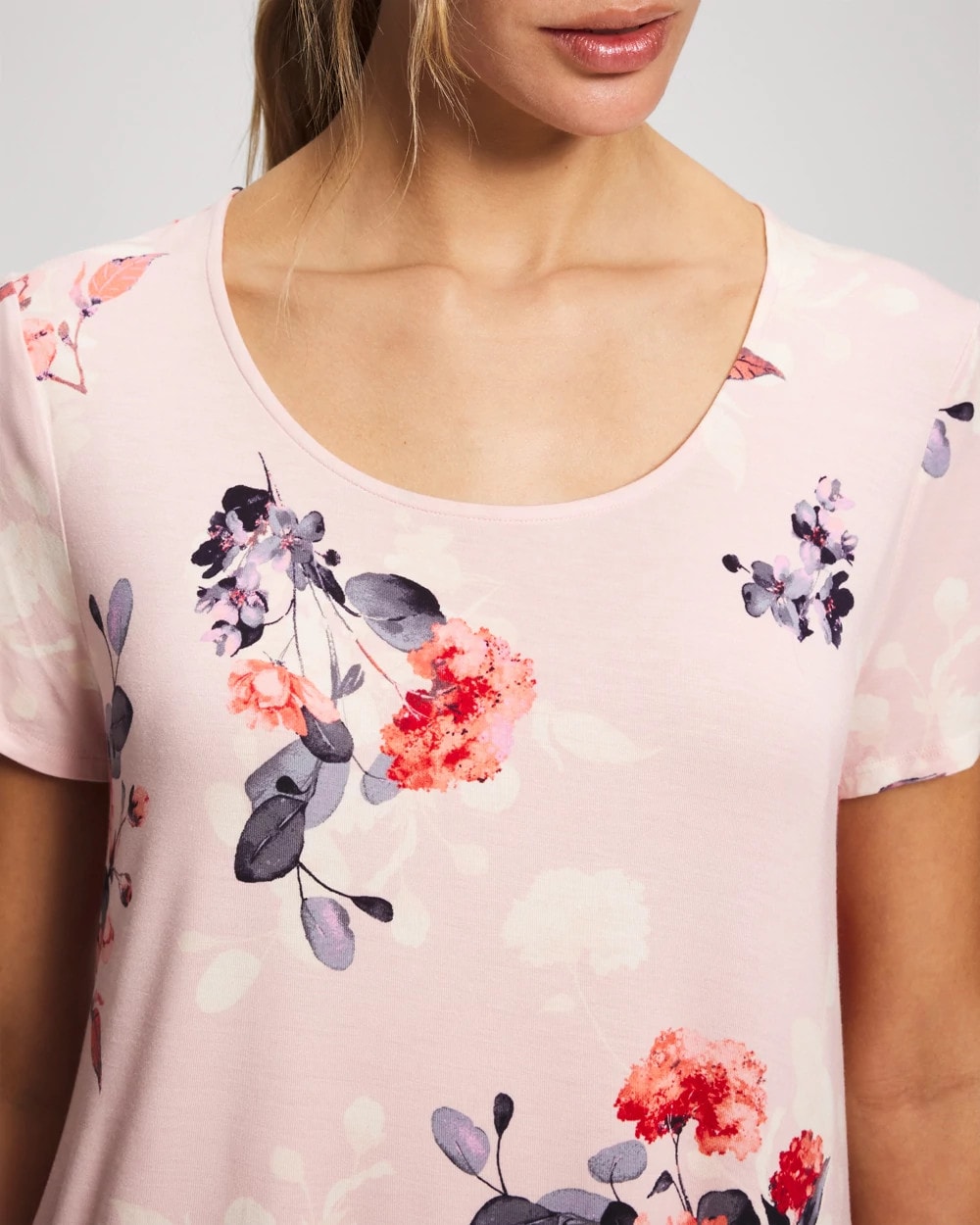 FLORAL DREAMS PINK BLUSH Short Sleeve Scoop Neck Sleepshirt