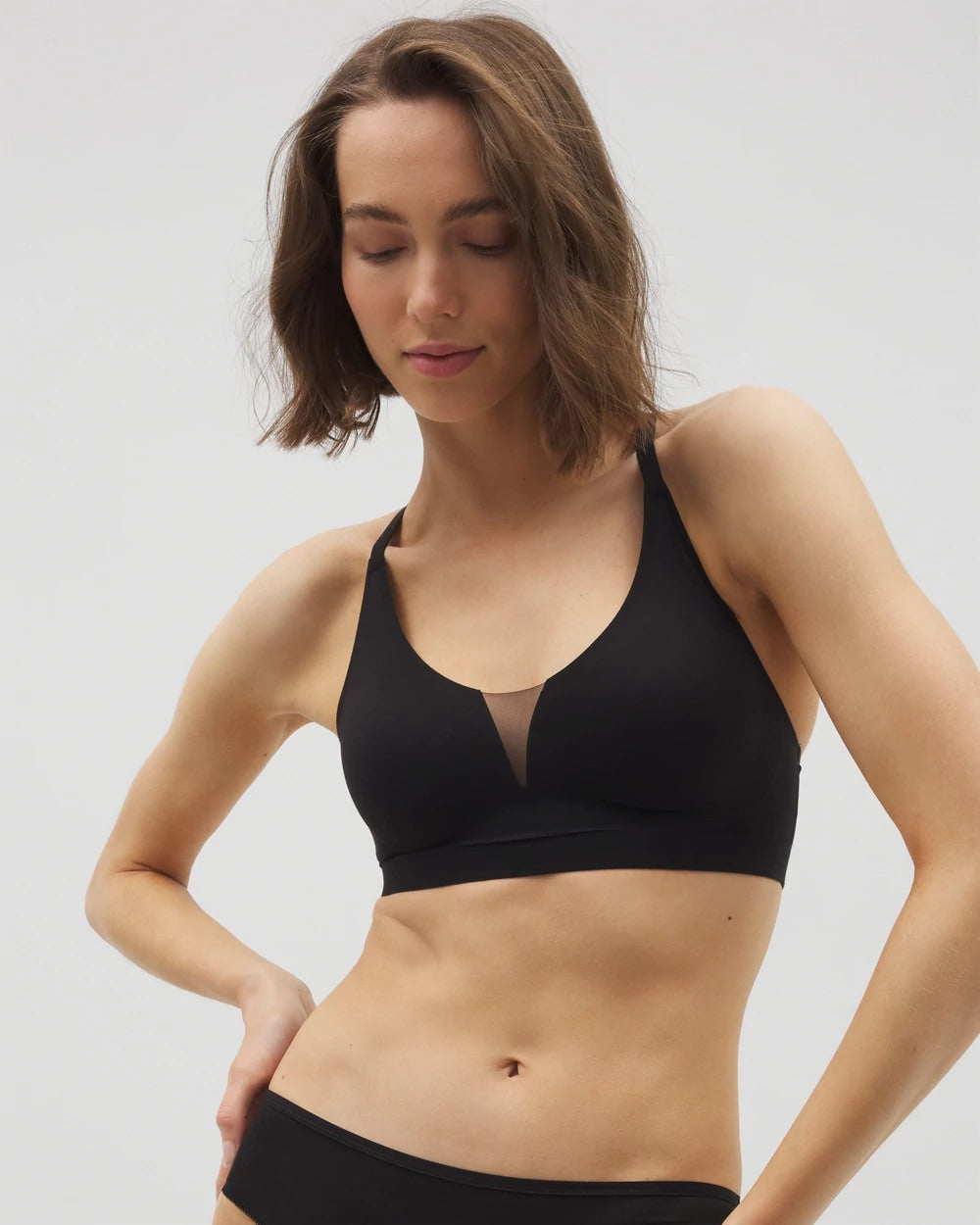 BLACK Racerback Mesh Bralette