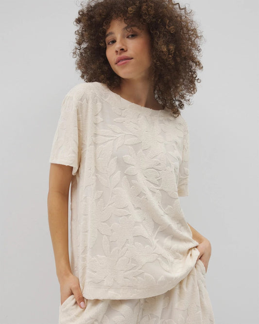 PARCHMENT Jacquard Terry Short Sleeve Top