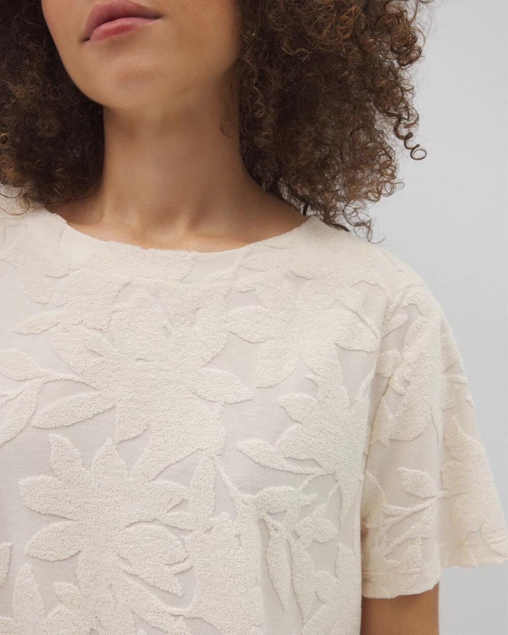 PARCHMENT Jacquard Terry Short Sleeve Top