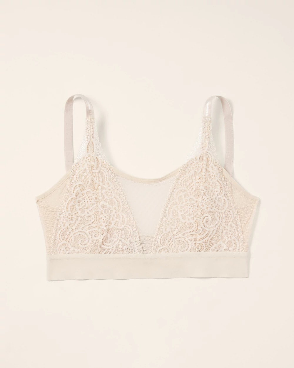 IVORY Wireless Pocketed Cupless Lace Bralette