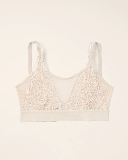 IVORY Wireless Pocketed Cupless Lace Bralette
