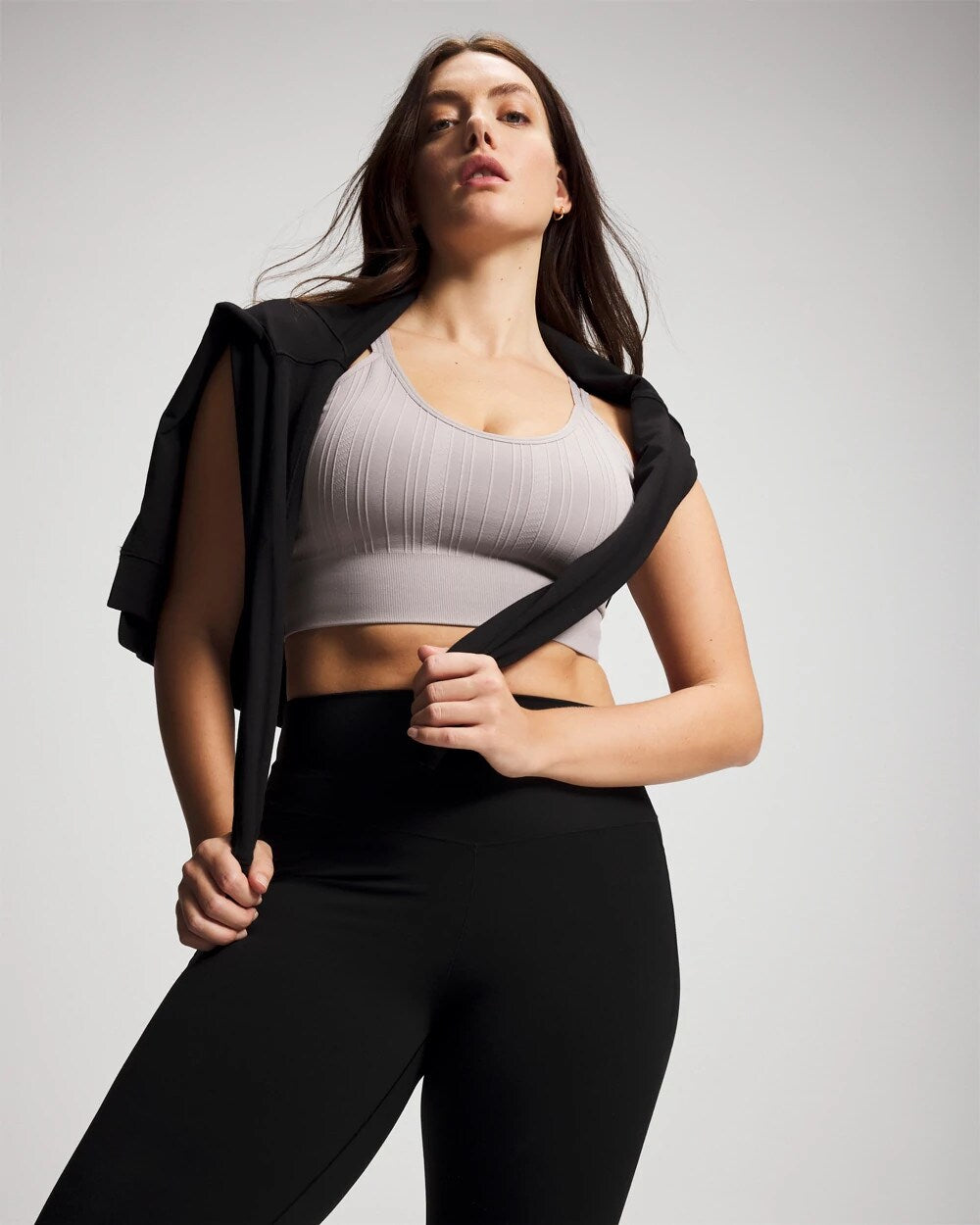 MINERAL GRAY Seamless Bra With Strappy Back