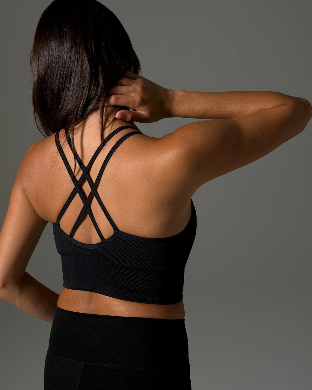 BLACK Longline Bra with Strappy Back