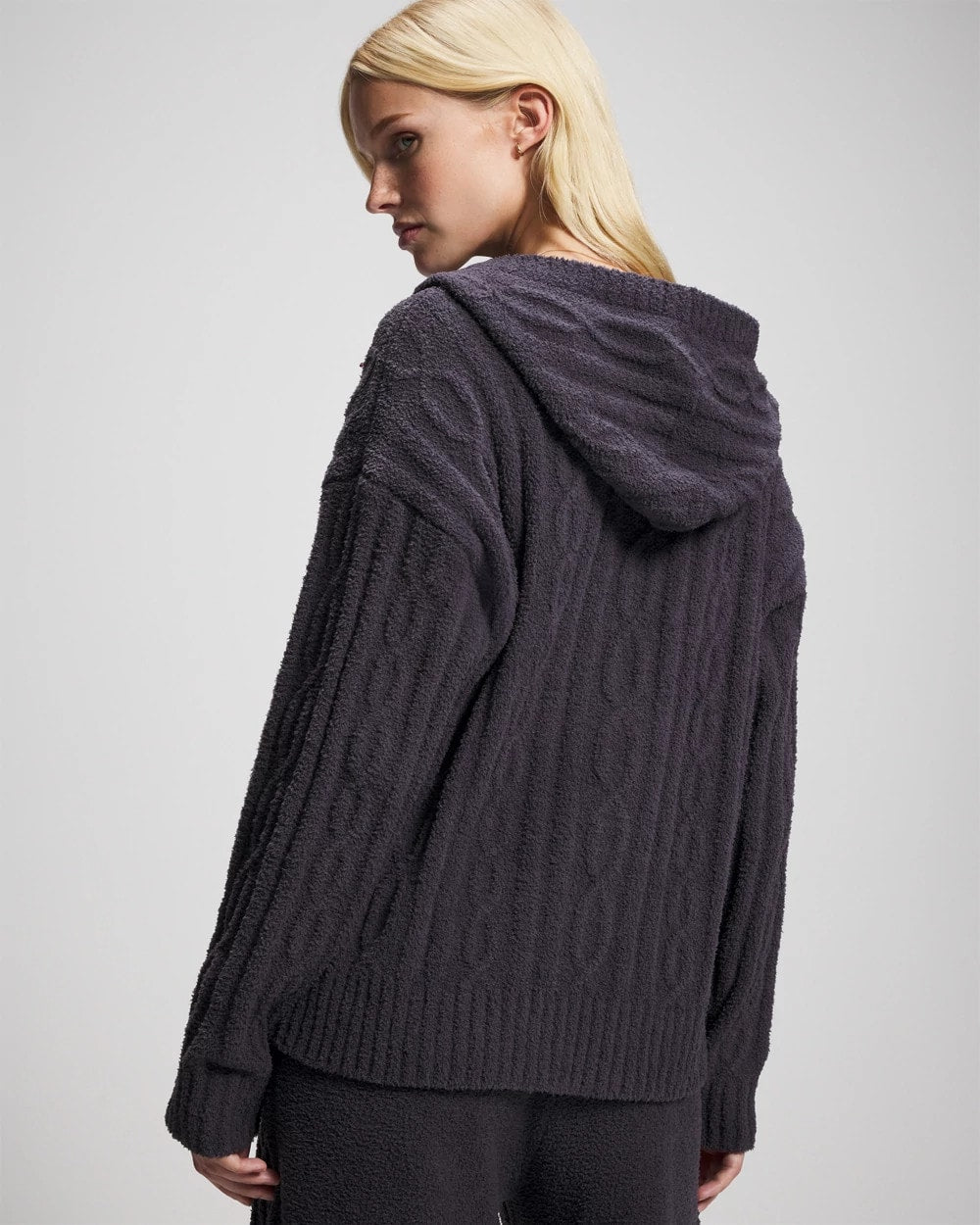 GRAY INK Cable Knit Plush Hoodie