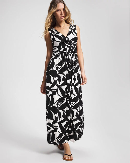MEANDERING LEAF BLACK Goddess Maxi Bra Dress