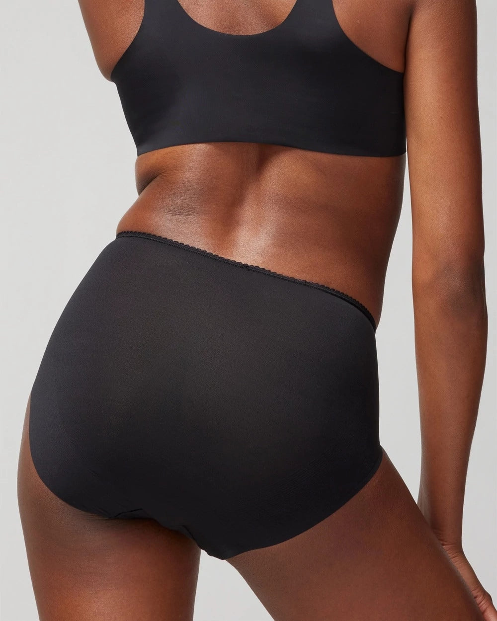 BLACK High-Waist Brief Panty with Lace