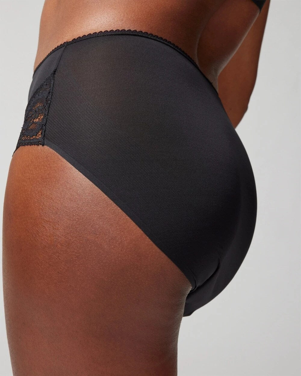 BLACK High-Waist Brief Panty with Lace