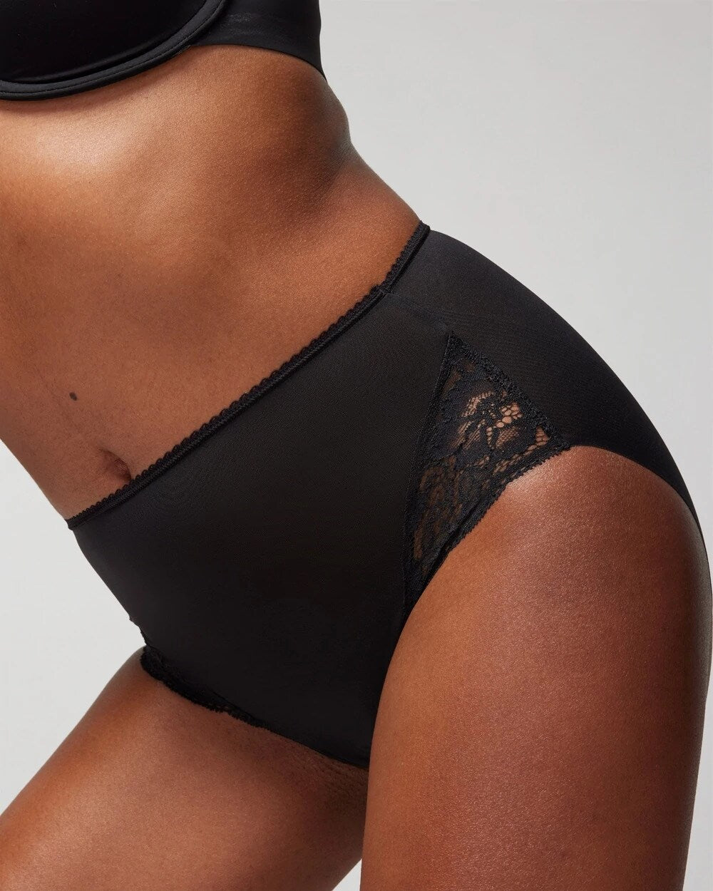 BLACK High-Waist Brief Panty with Lace