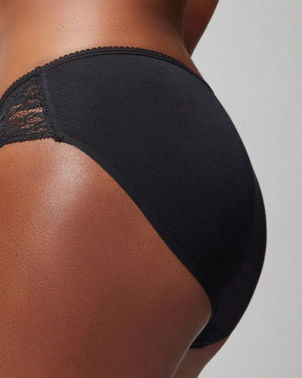 BLACK Cotton Blend Hipster Panty with Lace