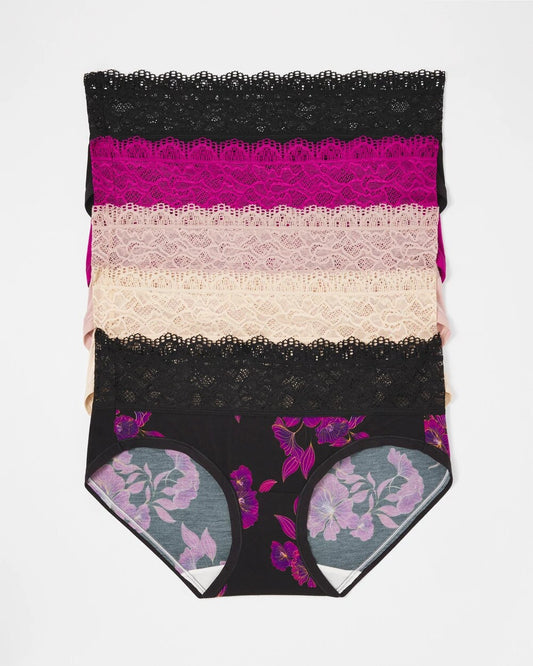 GILDED BLOOMS MULTI PACK Hipster Panty with Super Soft Enchanting Lace 5 pack