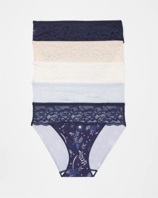 BOTANICAL TILE MULTI PACK Edge Hipster Panty with Lace 5 Pack