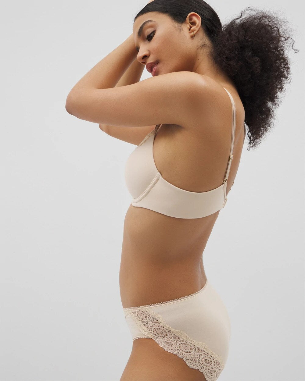 PALE SAND Embraceable Perfect Coverage Bra with Crochet Lace