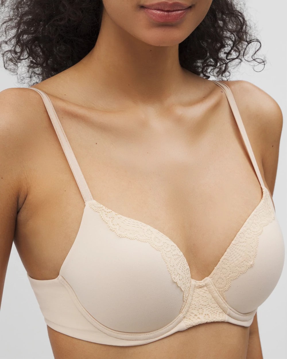PALE SAND Embraceable Perfect Coverage Bra with Crochet Lace